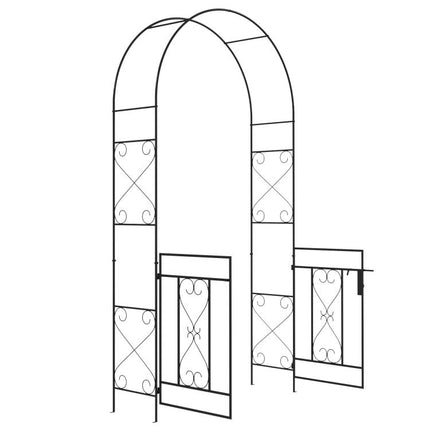 Decorative Garden Arch, with Gate - Black