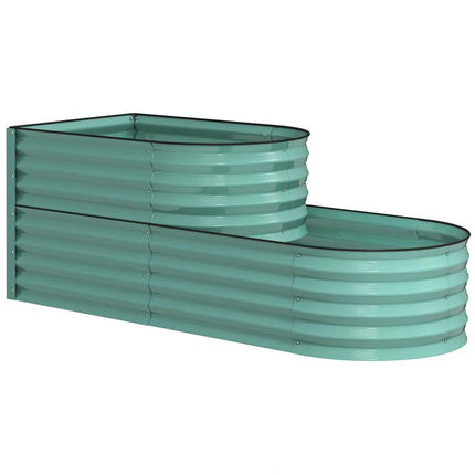 Two-Tier Galvanised Steel Garden Planter - Dark Green