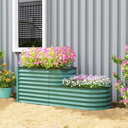 Two-Tier Galvanised Steel Garden Planter - Dark Green
