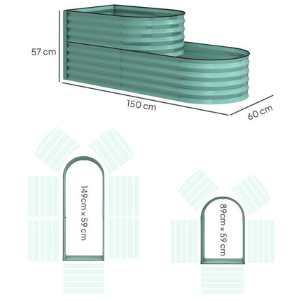 Two-Tier Galvanised Steel Garden Planter - Dark Green