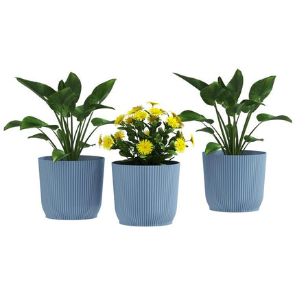 Set of Three Ф22cm Planters - Blue