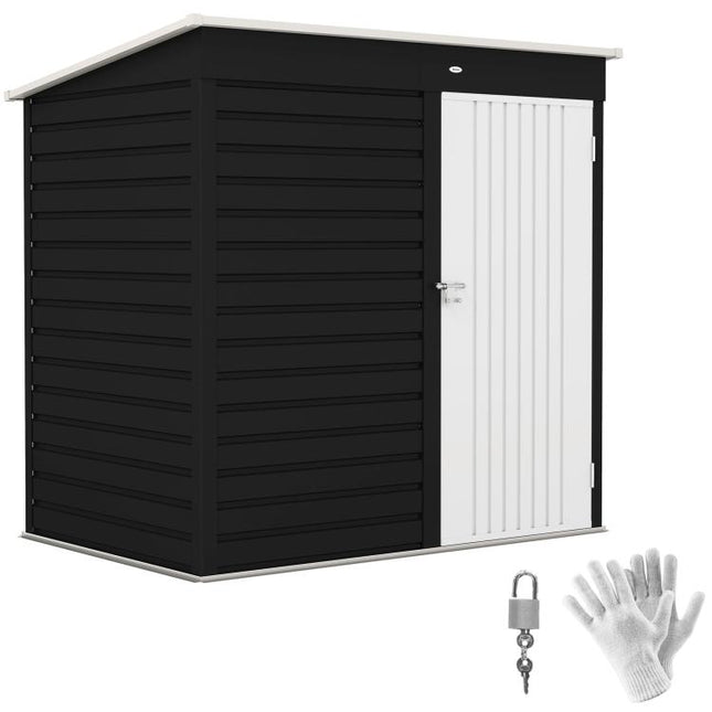 6 x 4ft Metal Garden Storage Shed, Outdoor Tool Storage Shed with Lockable Door and Gloves for Garden, Patio, Dark Grey
