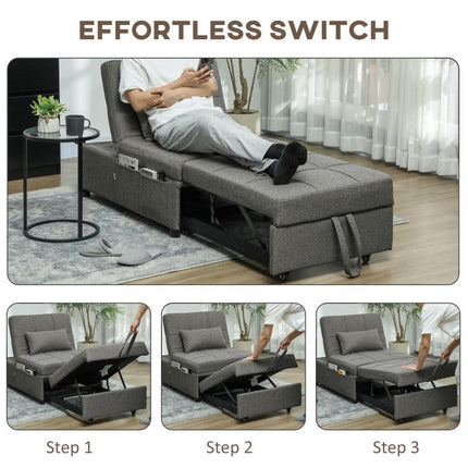 Four-In-One Single Sleeper Chair - Dark Grey