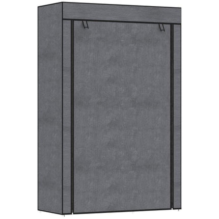 Fabric Wardrobe w/ Shelves Hanging Rail Foldable Wardrobe Dark Grey