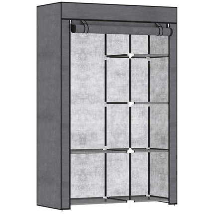 Fabric Wardrobe w/ Shelves Hanging Rail Foldable Wardrobe Dark Grey