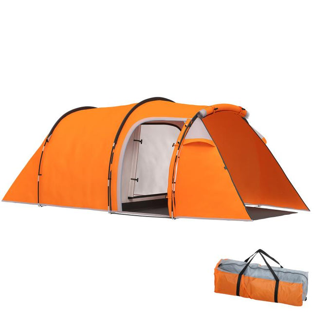 2-3 Man Tunnel Tents w/ Vestibule Camping Tent Porch Air Vents Weather-Resistant Shelter, Orange