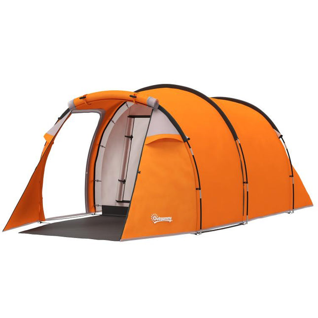 2-3 Man Tunnel Tents w/ Vestibule Camping Tent Porch Air Vents Weather-Resistant Shelter, Orange