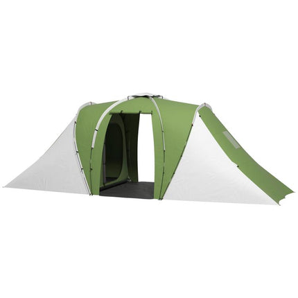 Large Camping Tent Tunnel Tent with 2 Bedroom and Living Area, 2000mm Waterproof, Portable with Bag for 4 Man, Green