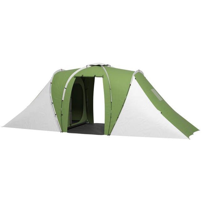 Large Camping Tent Tunnel Tent with 2 Bedroom and Living Area, 2000mm Waterproof, Portable with Bag for 4 Man, Green
