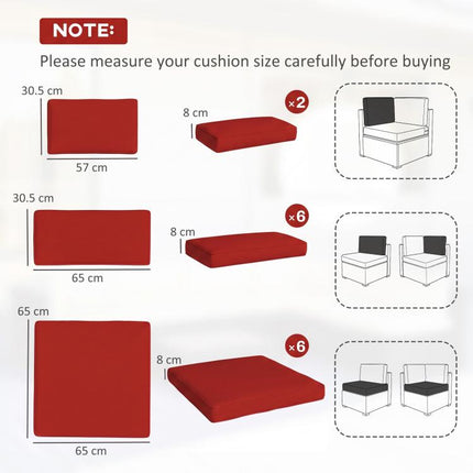 Set of 14 Outdoor Cushion Covers - Red