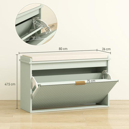 Elegant Eight Shoe Bench, with Top Seat - Green