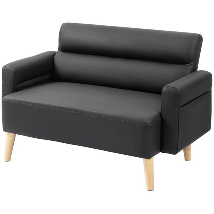 Small Faux Leather 2 Seater Sofa Settee - Black