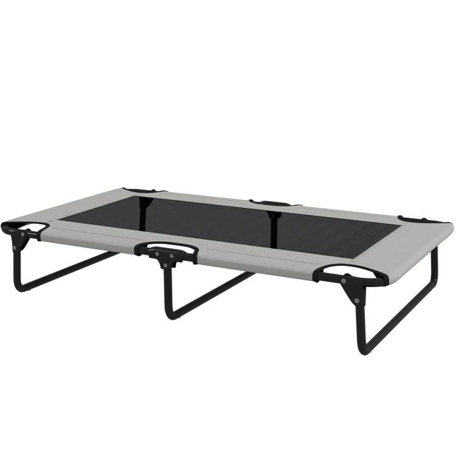 Portable Raised Dog Bed, Elevated Pet Cot with Breathable Mesh for Indoor Outdoor, for Large Dogs, Light Grey