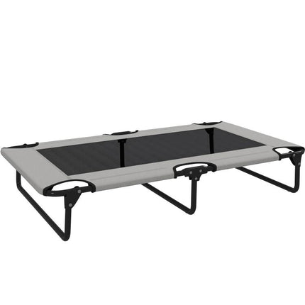 Portable Raised Dog Bed, Elevated Pet Cot with Breathable Mesh for Indoor Outdoor, for Large Dogs, Light Grey