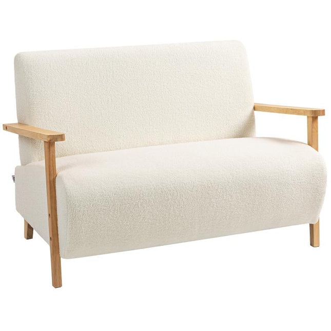 Small Sherpa Fabric 2 Seater Sofa Settee - Cream White