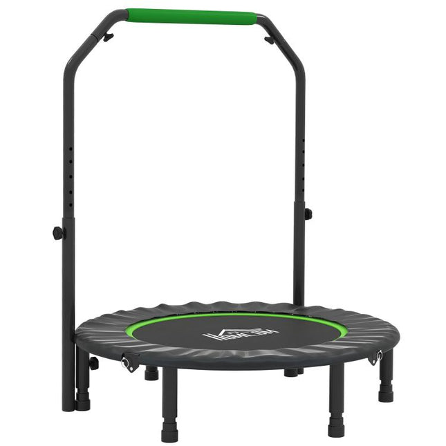 40 inch Foldable Mini Fitness Trampoline, with Adjustable Foam Handle, Green