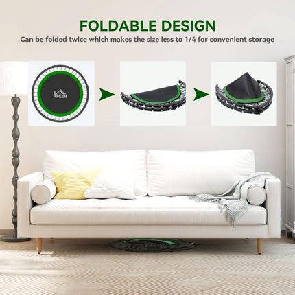 40 inch Foldable Mini Fitness Trampoline, with Adjustable Foam Handle, Green