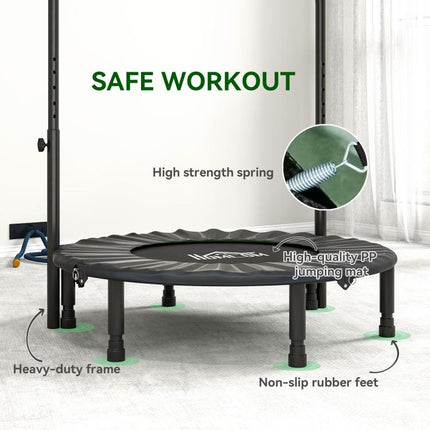 40 inch Foldable Mini Fitness Trampoline, with Adjustable Foam Handle, Green