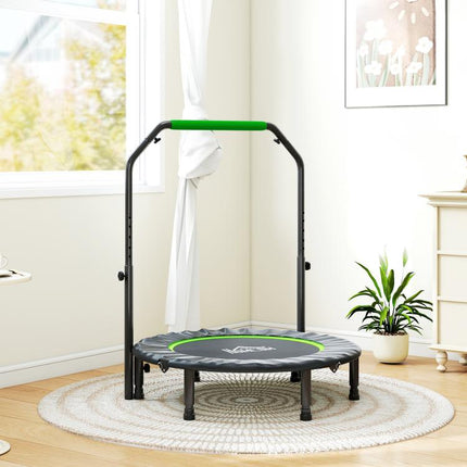 40 inch Foldable Mini Fitness Trampoline, with Adjustable Foam Handle, Green