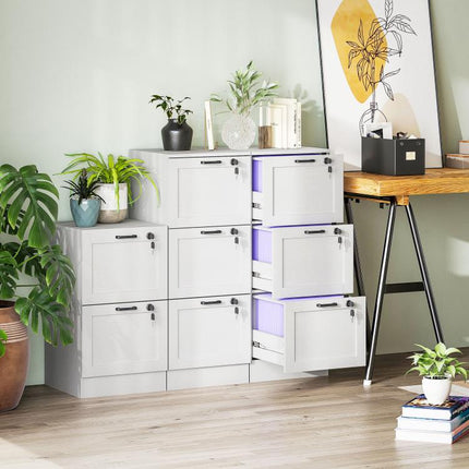 3-Drawer Filing Cabinet with Lock - White