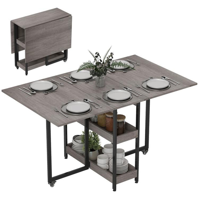 Four-Person Drop Leaf Table - Grey Wood-Effect