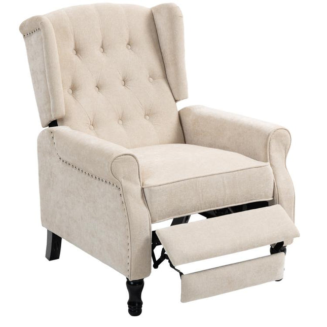 150 Degrees Reclining Vintage Armchair, with footrest - Beige