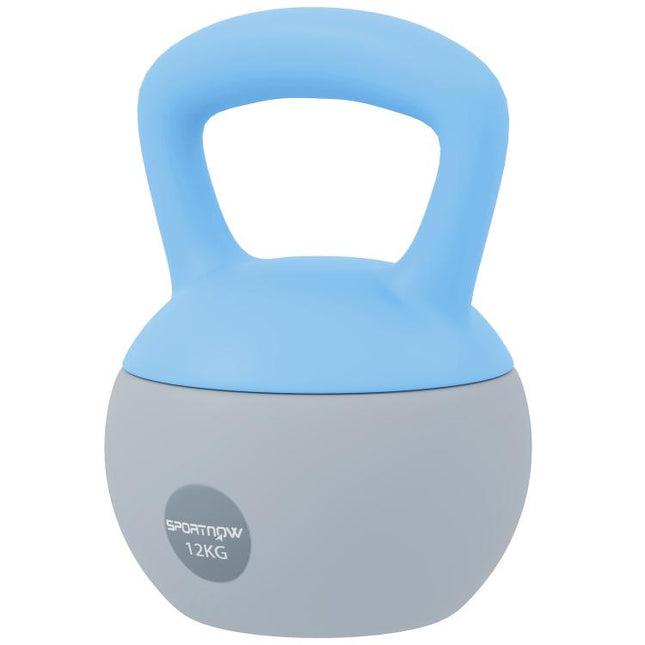 12KG Soft Kettlebell, Kettlebell with Non-Slip Handle for Home Gym, Weight Lifting, Strength Training, Light Blue/Grey