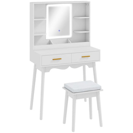 Elegant Dressing Table, with LED Mirror - White