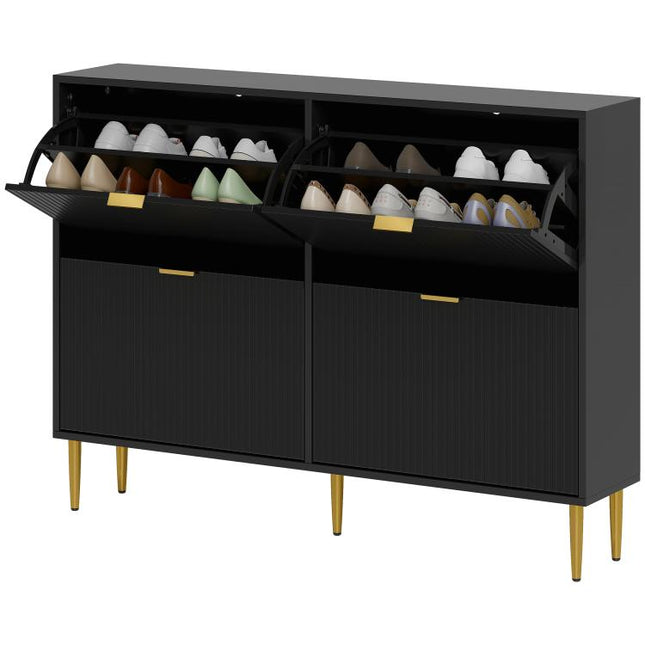 Elegant Four-Drawer Shoe Cabinet - Black