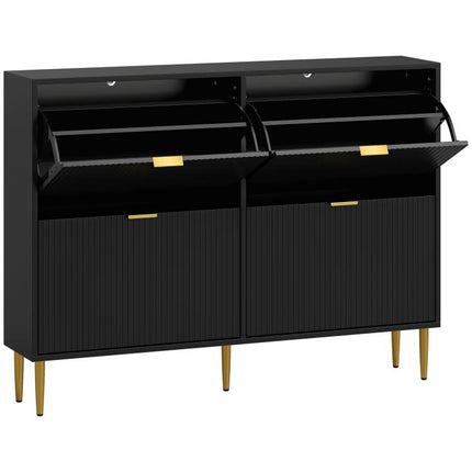 Elegant Four-Drawer Shoe Cabinet - Black