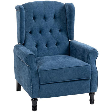 150 Degrees Reclining Vintage Armchair, with footrest, Royal Blue