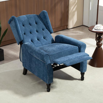 150 Degrees Reclining Vintage Armchair, with footrest, Royal Blue