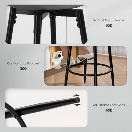 Set of Two Faux Leather Bar Stools - Grey/Black