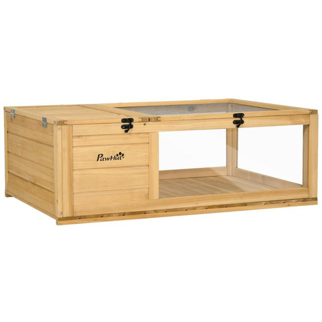 Tortoise House, Small Reptile Wooden House, with Mesh Roofs, Side Panels, for Turtles, Lizards, Geckos and Snakes