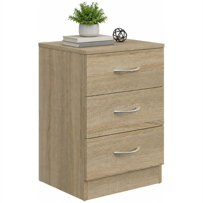 Three-Drawer Simple Bedside Table - Oak