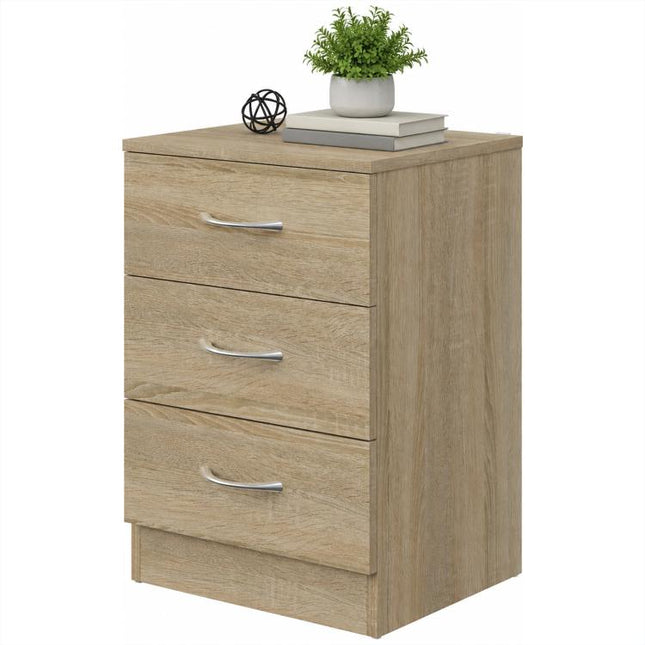 Three-Drawer Simple Bedside Table - Oak