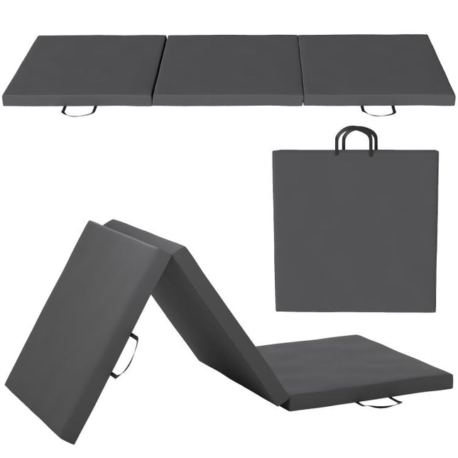 6FT Foldable Gymnastics Mat, Tri-Fold 2 inch Thick Crash Mat, Grey