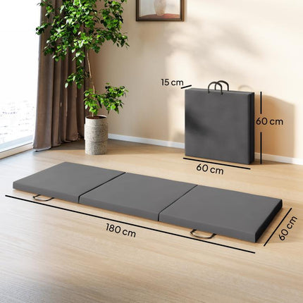 6FT Foldable Gymnastics Mat, Tri-Fold 2 inch Thick Crash Mat, Grey
