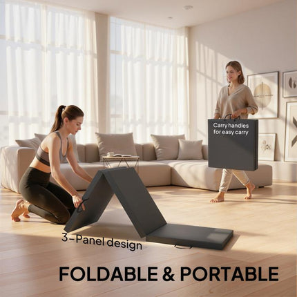 6FT Foldable Gymnastics Mat, Tri-Fold 2 inch Thick Crash Mat, Grey