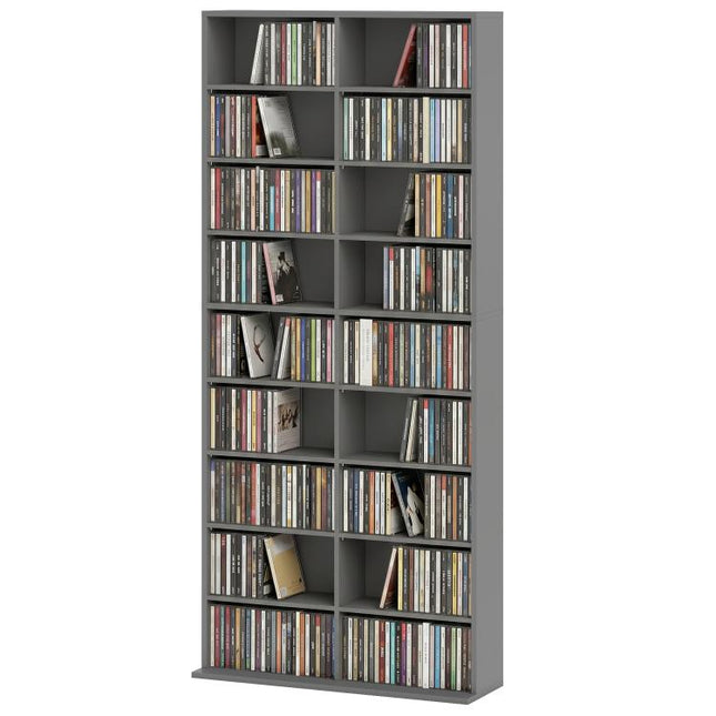 640 CD/360 DVD Storage Unit, Blu-ray Media Storage Shelf, Grey