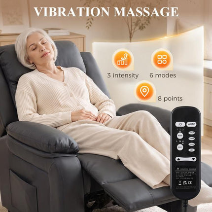 Riser and Recliner Chair Vibration Massage for Elderly Dark Grey