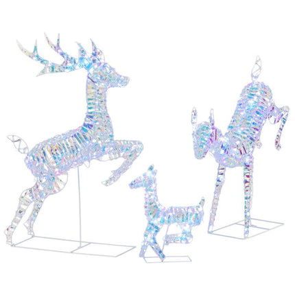 3-Piece Lighted Reindeer Family Set, Iridescent Christmas Decor