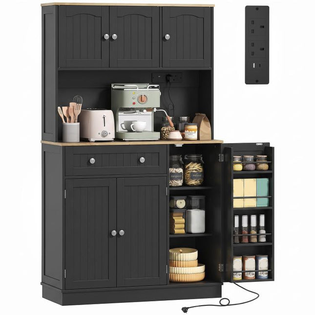 173 cm Tall Kitchen Cupboard Pantry Storage Cabinet, Black