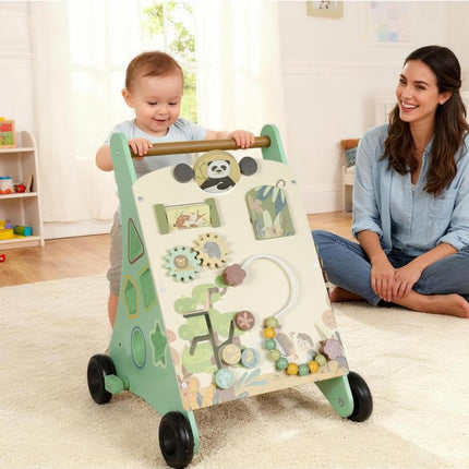 Wooden Baby Walker Toys with Speed Control for 18+ Months Green