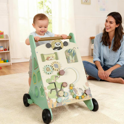 Wooden Baby Walker Toys with Speed Control for 18+ Months Green