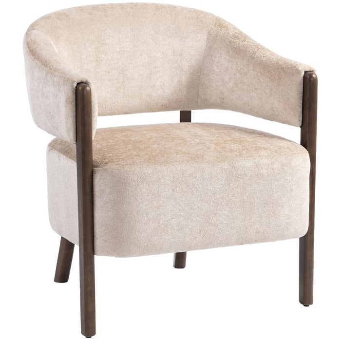 Accent Chair Chenille Upholstered Tub Chair Wide Seat Beige