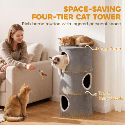 Cat House for Indoor Kittens, Cat Condo w/ Removable Washable Cover