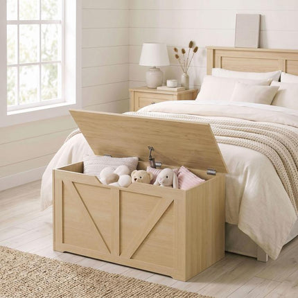 100L Storage Chest w/ Safety Hinge 80 x 40 x 45 cm Nature Wood