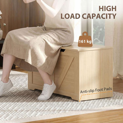 100L Storage Chest w/ Safety Hinge 80 x 40 x 45 cm Nature Wood