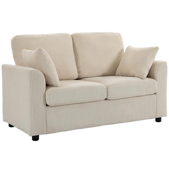 2 Seater Sofa with Spring Cushion, Wide Deep Seat, 144cm, Beige